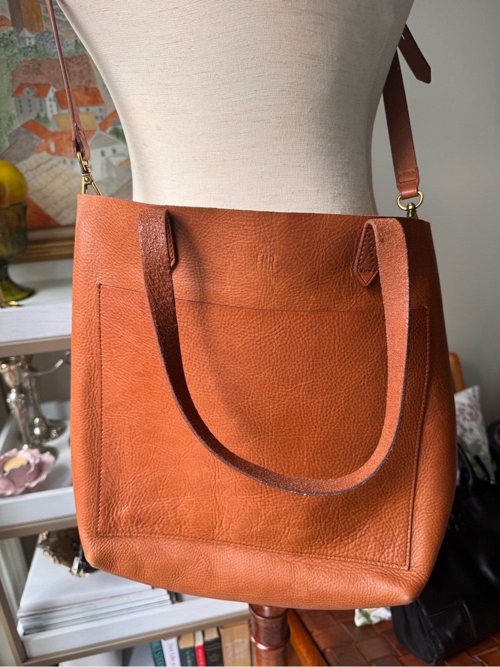 Madewell Cognac Leather Transport Tote Shoulder/Crossbody Straps work or Shop